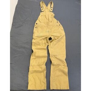 Distressed Patagonia Hemp Blend Canvas Overalls Womens Small Rattan Yellow 56425